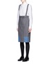 Front View - Click To Enlarge - THOM BROWNE  - Denim patch stripe high waist suspender skirt