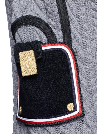 Detail View - Click To Enlarge - THOM BROWNE  - Handbag pocket cable knit cardigan
