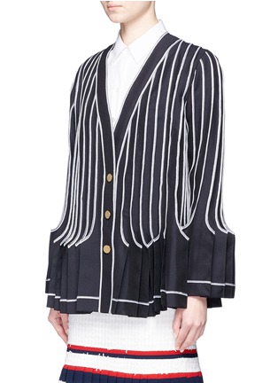 Front View - Click To Enlarge - THOM BROWNE  - Exposed seam pleated wool-mohair jacket