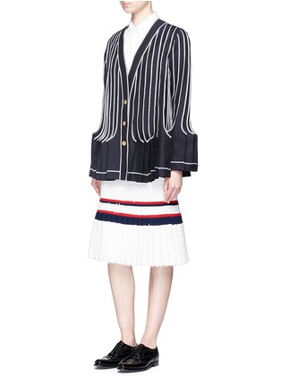Figure View - Click To Enlarge - THOM BROWNE  - Exposed seam pleated wool-mohair jacket