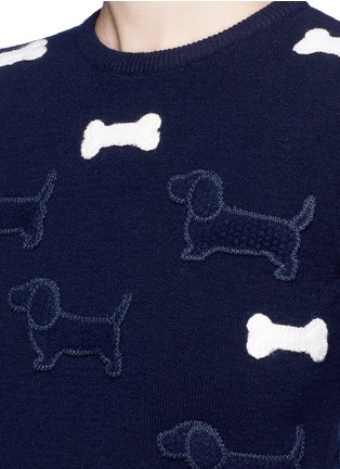 Detail View - Click To Enlarge - THOM BROWNE  - Hector and bone appliqué wool sweater
