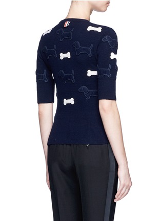 Back View - Click To Enlarge - THOM BROWNE  - Hector and bone appliqué wool sweater