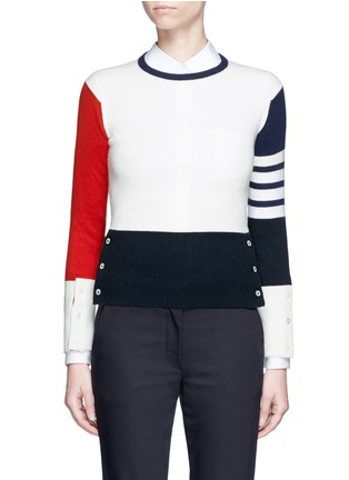 Main View - Click To Enlarge - THOM BROWNE  - Colourblock cashmere sweater