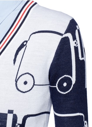 Detail View - Click To Enlarge - THOM BROWNE  - Elephant jacquard colourblock wool sweater