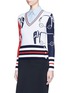 Front View - Click To Enlarge - THOM BROWNE  - Elephant jacquard colourblock wool sweater