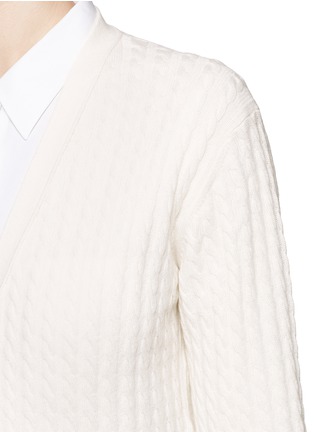 Detail View - Click To Enlarge - THOM BROWNE  - Stripe cuff cashmere cable knit cardigan