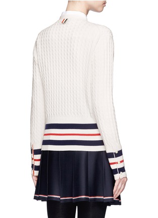 Back View - Click To Enlarge - THOM BROWNE  - Stripe cuff cashmere cable knit cardigan