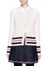 Main View - Click To Enlarge - THOM BROWNE  - Stripe cuff cashmere cable knit cardigan
