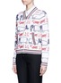 Front View - Click To Enlarge - THOM BROWNE  - Hector and toy intarsia knit bomber jacket
