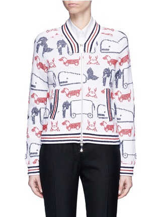 Main View - Click To Enlarge - THOM BROWNE  - Hector and toy intarsia knit bomber jacket