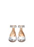 Front View - Click To Enlarge - GIANVITO ROSSI - Metallic leather ankle strap ballerina flats
