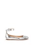Main View - Click To Enlarge - GIANVITO ROSSI - Metallic leather ankle strap ballerina flats
