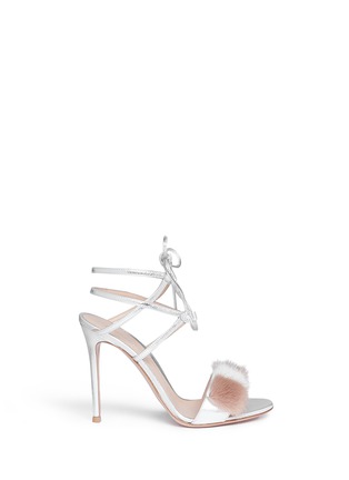 Main View - Click To Enlarge - GIANVITO ROSSI - 'Zelda' fur band leather sandals