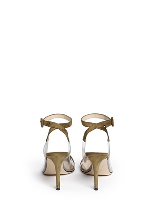 Back View - Click To Enlarge - GIANVITO ROSSI - 'Anise Mid' clear PVC suede slingback ankle pumps