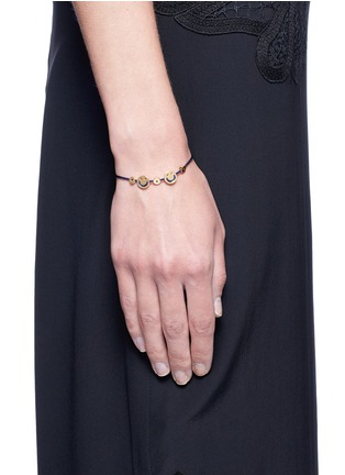 Figure View - Click To Enlarge - RUIFIER - 'Happy² Hearts' 18k yellow gold charm cord bracelet