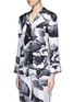 Front View - Click To Enlarge - F.R.S FOR RESTLESS SLEEPERS - 'Rea' greyscale leaf print silk pyjama shirt