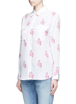 Front View - Click To Enlarge - EQUIPMENT - 'Signature' flamingo print silk shirt