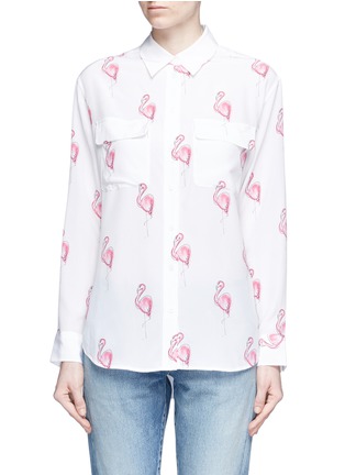 Main View - Click To Enlarge - EQUIPMENT - 'Signature' flamingo print silk shirt