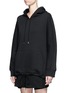 Front View - Click To Enlarge - BALENCIAGA - Logo stamp cotton blend hoodie