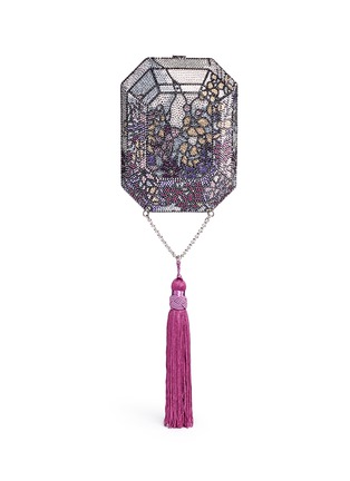 Back View - Click To Enlarge - JUDITH LEIBER - 'Octagon' floral crystal pavé minaudière