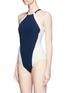Figure View - Click To Enlarge - FLAGPOLE SWIM - 'Nola' open back colourblock halterneck swimsuit