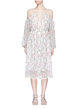 Main View - Click To Enlarge - ZIMMERMANN - 'Eden' floral embroidery silk georgette midi dress