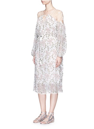 Figure View - Click To Enlarge - ZIMMERMANN - 'Eden' floral embroidery silk georgette midi dress