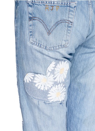  - RIALTO JEAN PROJECT - One of a kind patchwork hand-painted daisy vintage boyfriend jeans