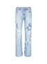 Main View - Click To Enlarge - RIALTO JEAN PROJECT - One of a kind patchwork hand-painted daisy vintage boyfriend jeans