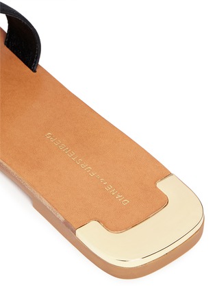 Detail View - Click To Enlarge - DIANE VON FURSTENBERG SHOES - 'Marrakesh' metal plate cutout leather slide sandals