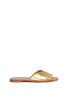 Main View - Click To Enlarge - DIANE VON FURSTENBERG SHOES - 'Caserta' notched metallic leather slide sandals