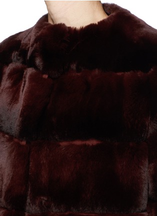 Detail View - Click To Enlarge - YVES SALOMON - Suede stripe rabbit fur jacket