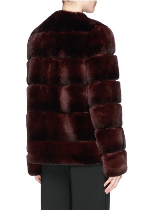 Back View - Click To Enlarge - YVES SALOMON - Suede stripe rabbit fur jacket