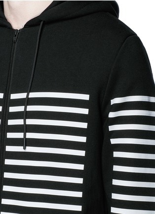 Detail View - Click To Enlarge - T BY ALEXANDER WANG - Stripe gel print sweatshirt jersey zip hoodie