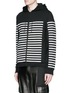 Front View - Click To Enlarge - T BY ALEXANDER WANG - Stripe gel print sweatshirt jersey zip hoodie