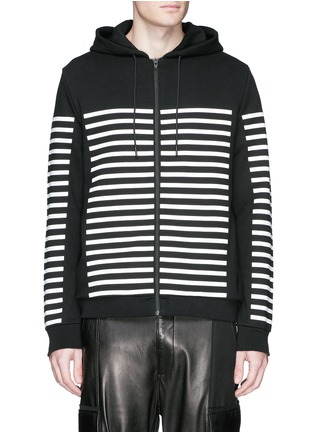 Main View - Click To Enlarge - T BY ALEXANDER WANG - Stripe gel print sweatshirt jersey zip hoodie