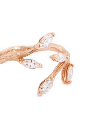 Detail View - Click To Enlarge - ANYALLERIE - 'Leaf' diamond 18k rose gold open ring