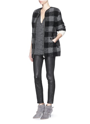 Figure View - Click To Enlarge - ISABEL MARANT ÉTOILE - 'Gelicia' rib cuff collarless check felt coat