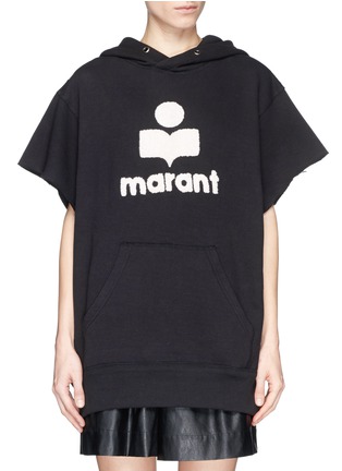 Main View - Click To Enlarge - ISABEL MARANT ÉTOILE - 'Carlo' Marant's logo bouclé embroidery hoodie