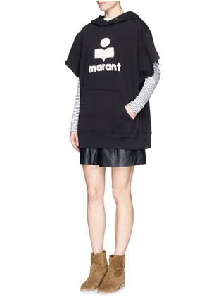 Figure View - Click To Enlarge - ISABEL MARANT ÉTOILE - 'Carlo' Marant's logo bouclé embroidery hoodie