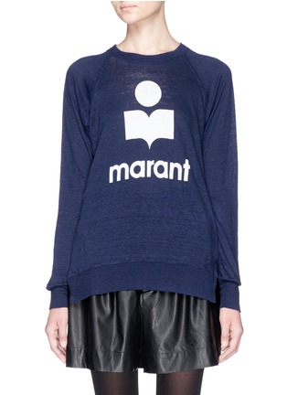 Main View - Click To Enlarge - ISABEL MARANT ÉTOILE - Logo linen long sleeve T-shirt