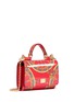 Front View - Click To Enlarge - - - Fan print patent leather crossbody phone bag