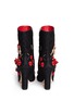 Back View - Click To Enlarge - - - Leather rosette embroidery filigree brocade boots