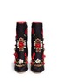 Figure View - Click To Enlarge - - - Leather rosette embroidery filigree brocade boots