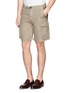 Front View - Click To Enlarge - ARMANI COLLEZIONI - Linen cargo shorts