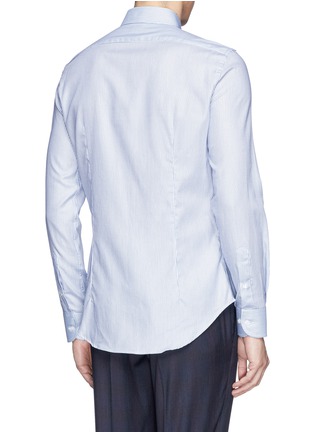 Back View - Click To Enlarge - ARMANI COLLEZIONI - Pencil stripe cotton hopsack shirt