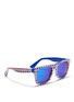 Figure View - Click To Enlarge - OXYDO - Blur check square frame acetate sunglasses