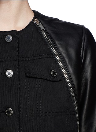 Detail View - Click To Enlarge - GIVENCHY - Denim front leather jacket