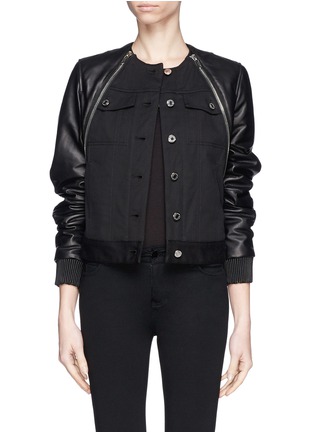 Main View - Click To Enlarge - GIVENCHY - Denim front leather jacket