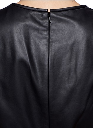 Detail View - Click To Enlarge - THEORY - Round neck short-sleeve leather peplum top